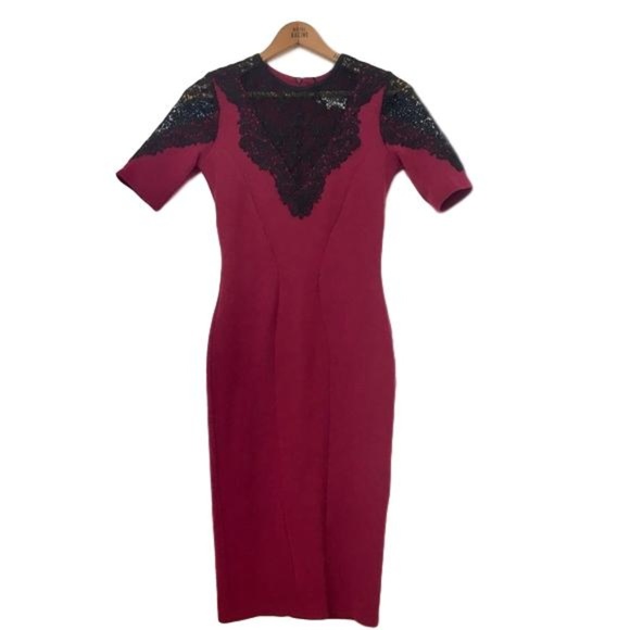 burgundy and black lace dress